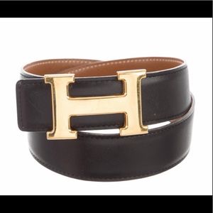 Hermes reversible belt, black/tan size 85/33